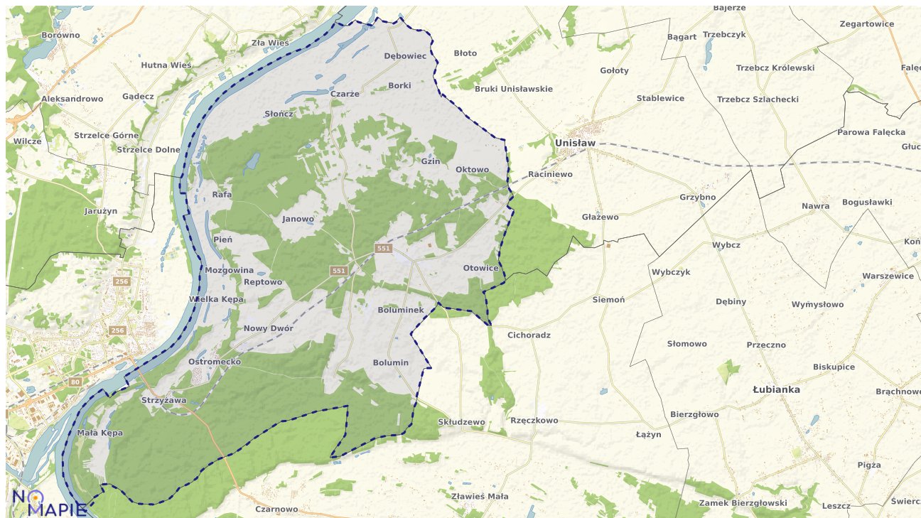 Mapa obszarów ochrony przyrody Dąbrowy Chełmińskiej