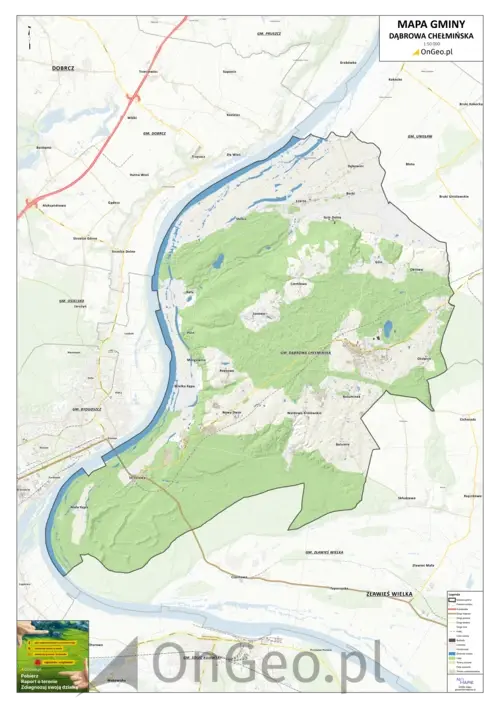 Mapa gminy Dąbrowa Chełmińska